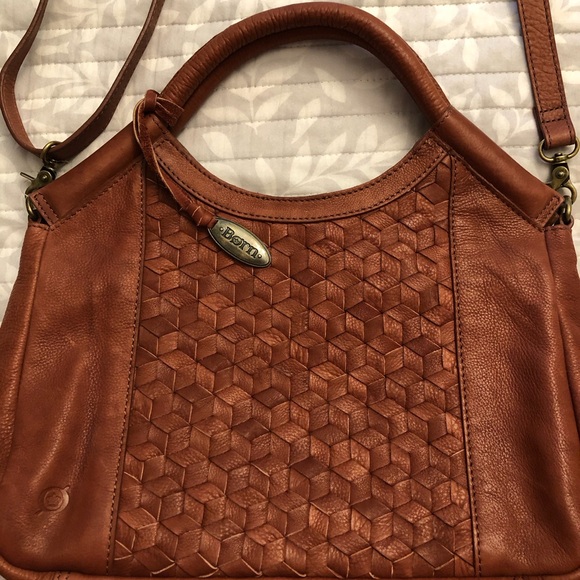 Born Handbags - Born Tan Woven Leather Crossbody Bag
